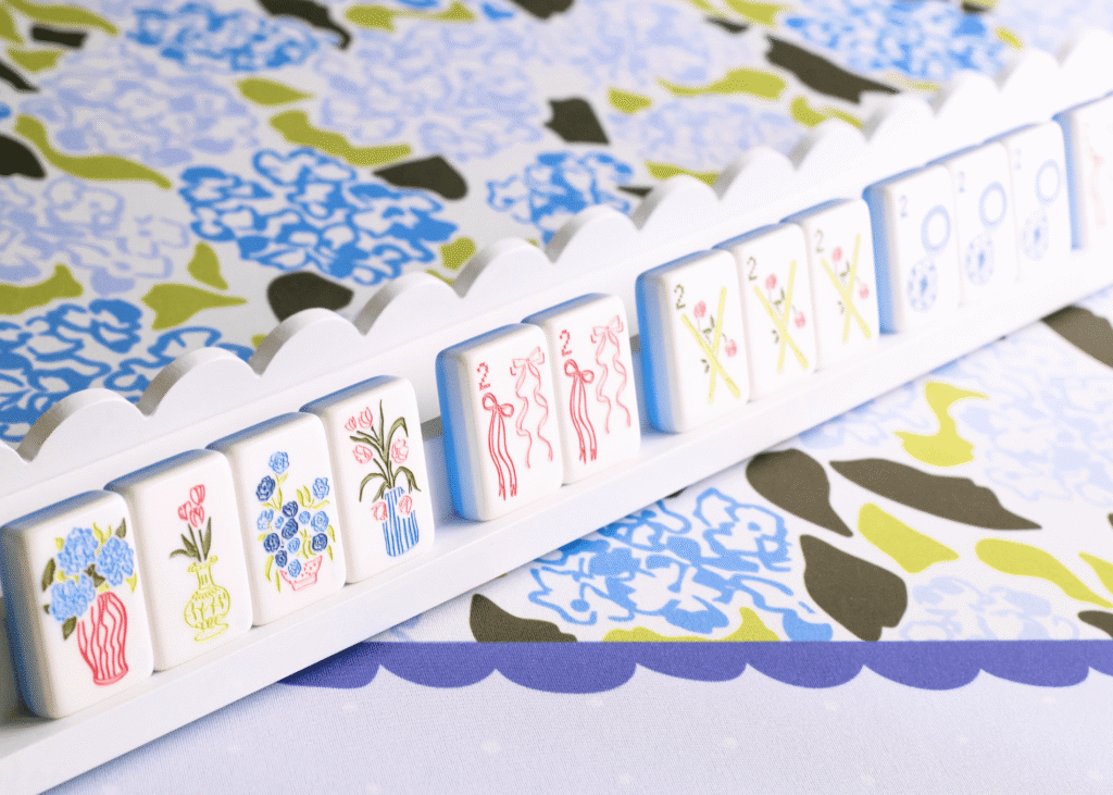 Miss Mahjong Scalloped White Wood Racks